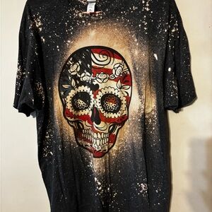 Tultex Black Skull Graphic Short Sleeve Tee